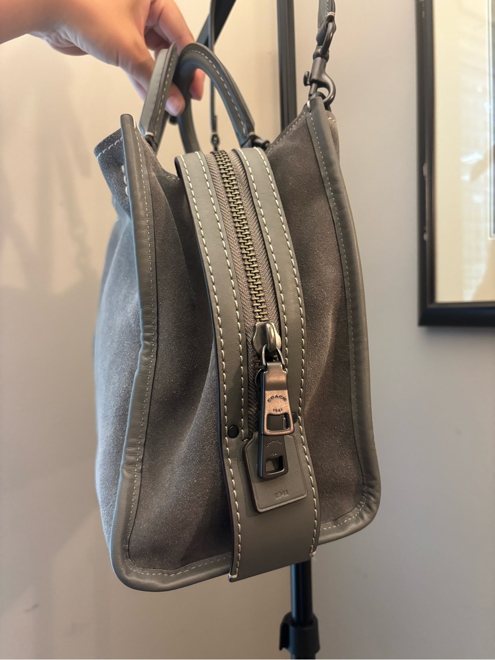 NWT Coach Rouge 31 Heather Gray Suede Leather Satchel Bag with Dust bag - Picture 2 of 10
